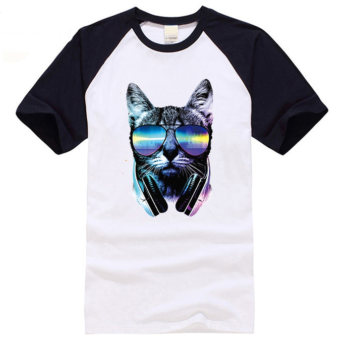 Men's Raglan DJ Cat T-shirt